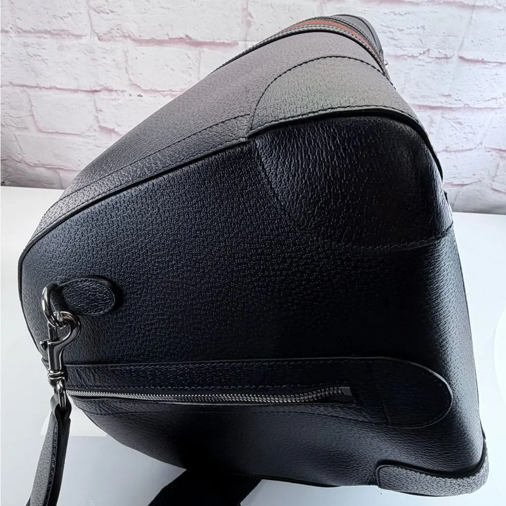 Gucci Navy Blue Savoy Web Stripe Duffle Travel Bag